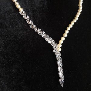 Pearl and Rhinestone Bridal necklace